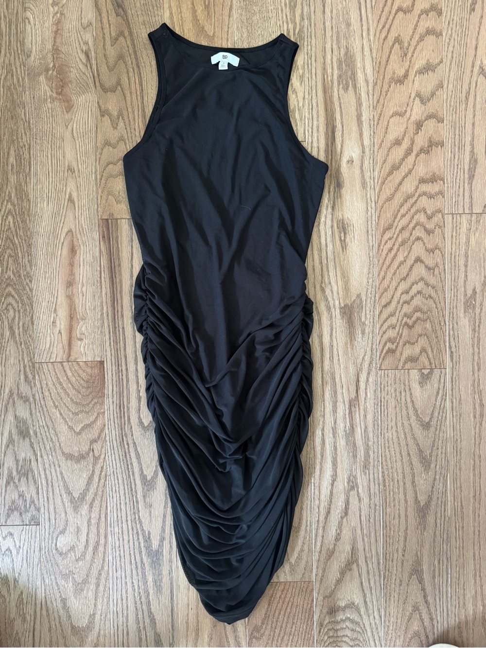 bp Black Ruched Tank Midi Dress